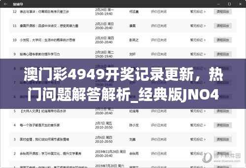 澳门彩4949开奖记录更新,热门问题解答解析_经典版JNO456.07