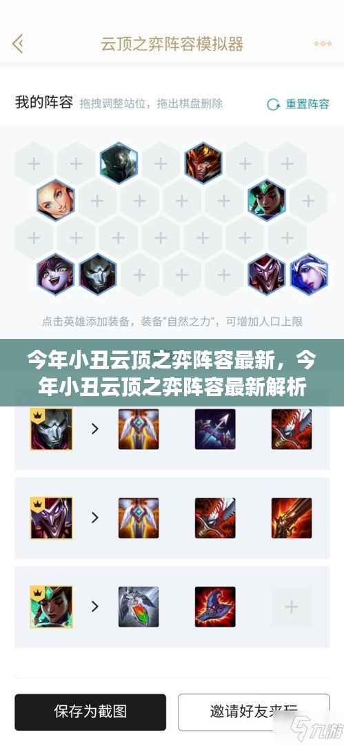 今年小丑云顶之弈阵容全新解析,策略、优势及实战应用指南