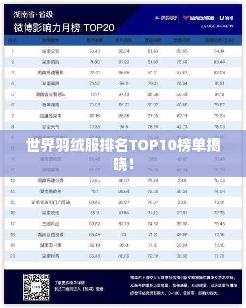 世界羽绒服排名TOP10榜单揭晓!